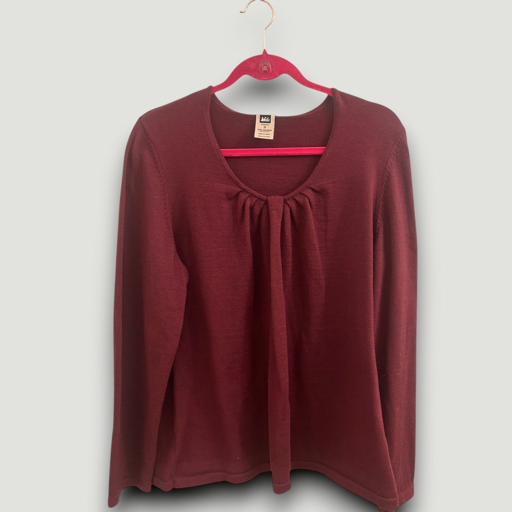 REI Coolmax Womens Top  1X Burgundy Long Sleeve Outdoor, Hiking Stretch Casual - Picture 5 of 7